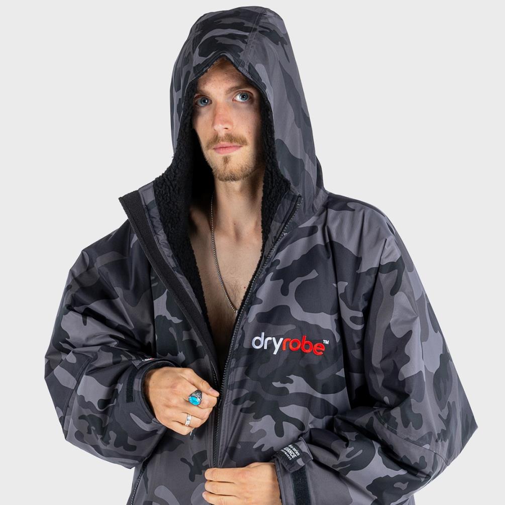 dryrobe Advance Long Sleeve Changing Robe - Black Camo / Black Extra Image 1